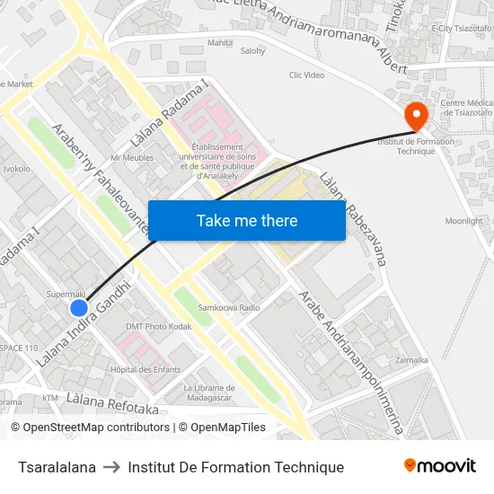 Tsaralalana to Institut De Formation Technique map