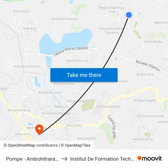 Pompe - Ambohitrarahaba to Institut De Formation Technique map