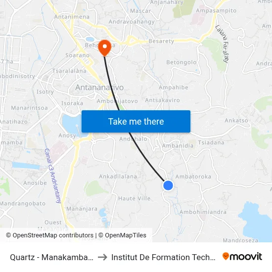 Quartz - Manakambahiny to Institut De Formation Technique map