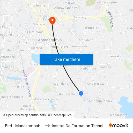Bird - Manakambahiny to Institut De Formation Technique map