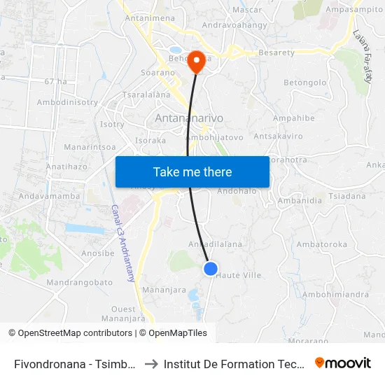 Fivondronana - Tsimbazaza to Institut De Formation Technique map