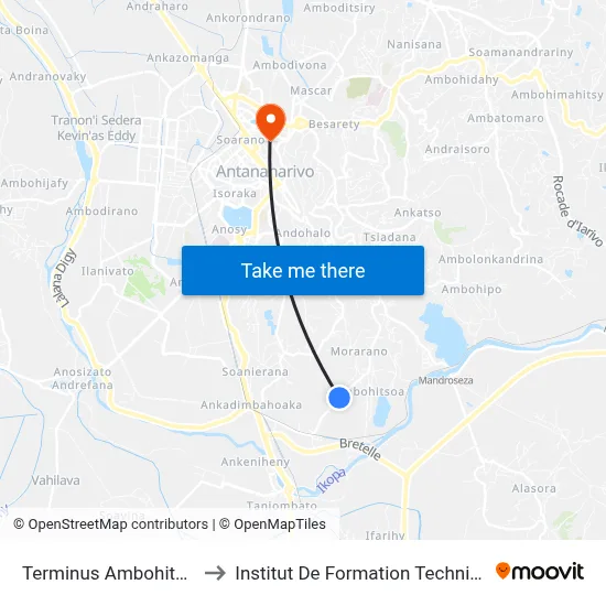 Terminus Ambohitsoa to Institut De Formation Technique map