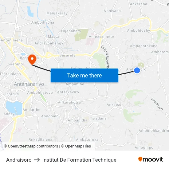 Andraisoro to Institut De Formation Technique map
