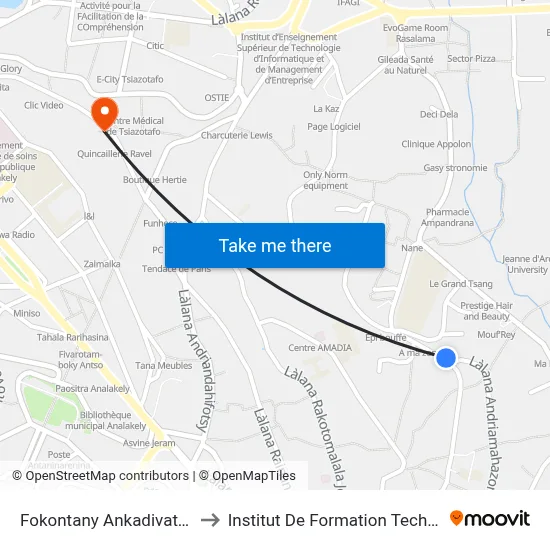 Fokontany Ankadivato II L to Institut De Formation Technique map