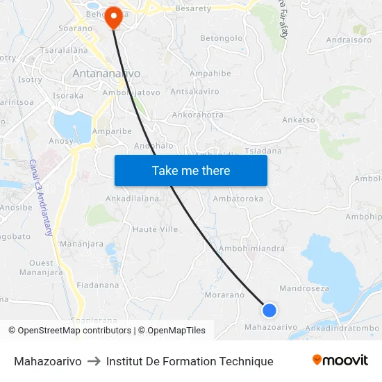 Mahazoarivo to Institut De Formation Technique map