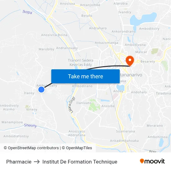 Pharmacie to Institut De Formation Technique map