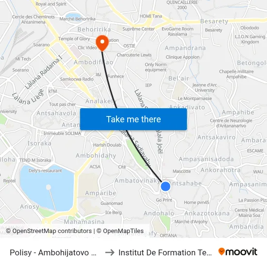 Polisy - Ambohijatovo Ambony to Institut De Formation Technique map