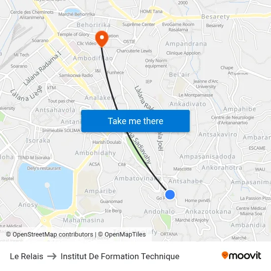 Le Relais to Institut De Formation Technique map