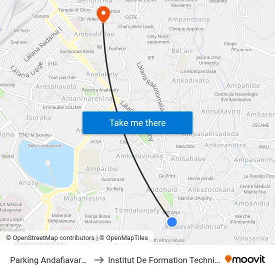 Parking Andafiavaratra to Institut De Formation Technique map