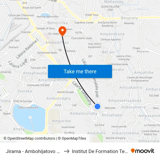 Jirama - Ambohijatovo Ambony to Institut De Formation Technique map