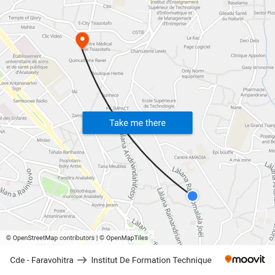 Cde - Faravohitra to Institut De Formation Technique map