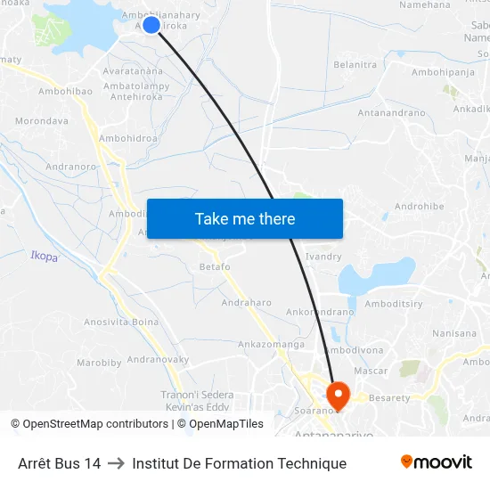 Arrêt Bus 14 to Institut De Formation Technique map
