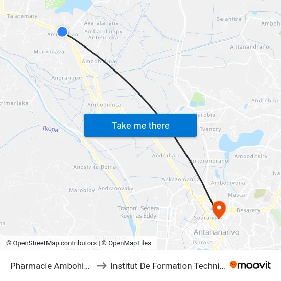Pharmacie Ambohibao to Institut De Formation Technique map
