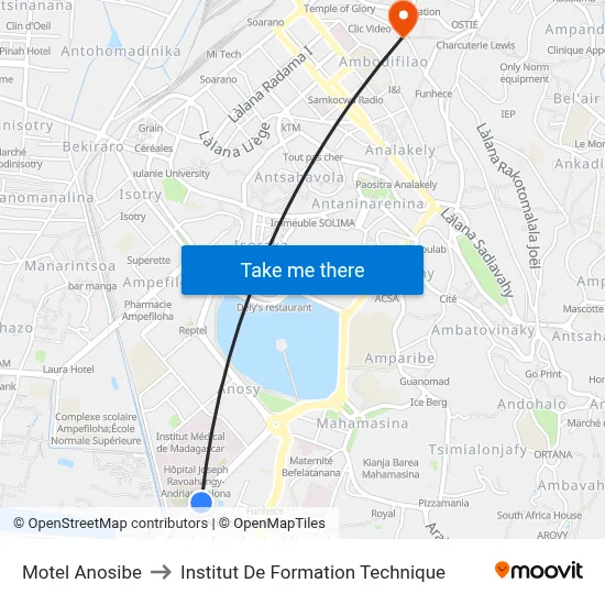 Motel Anosibe to Institut De Formation Technique map