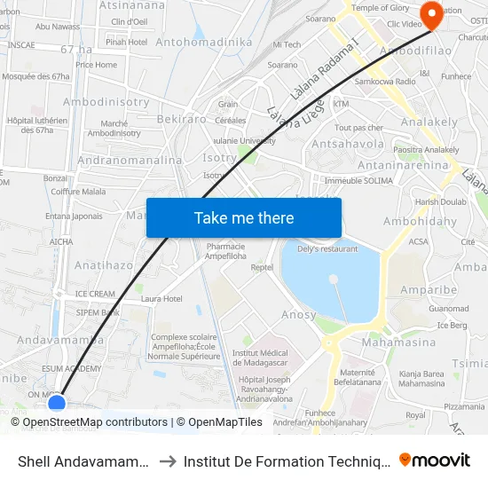 Shell Andavamamba to Institut De Formation Technique map
