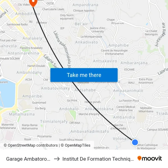 Garage Ambatoroka to Institut De Formation Technique map