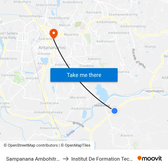 Sampanana Ambohitrazara to Institut De Formation Technique map