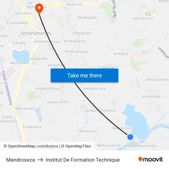 Mandroseza to Institut De Formation Technique map