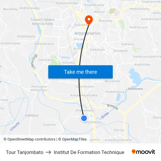 Tour Tanjombato to Institut De Formation Technique map
