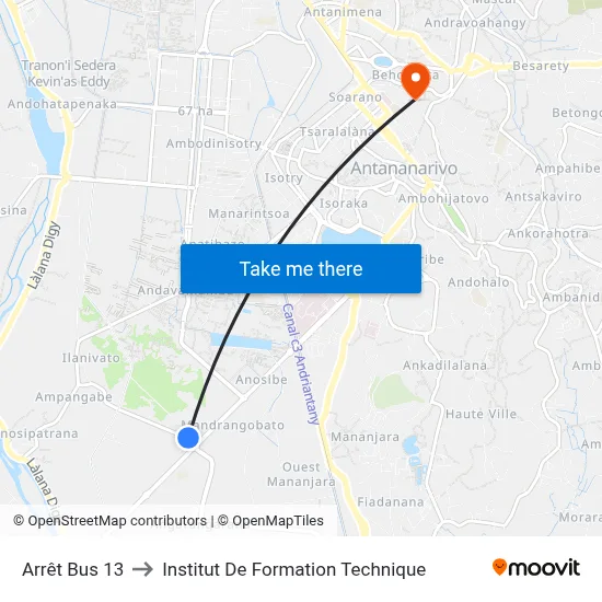 Arrêt Bus 13 to Institut De Formation Technique map