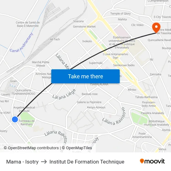 Mama - Isotry to Institut De Formation Technique map