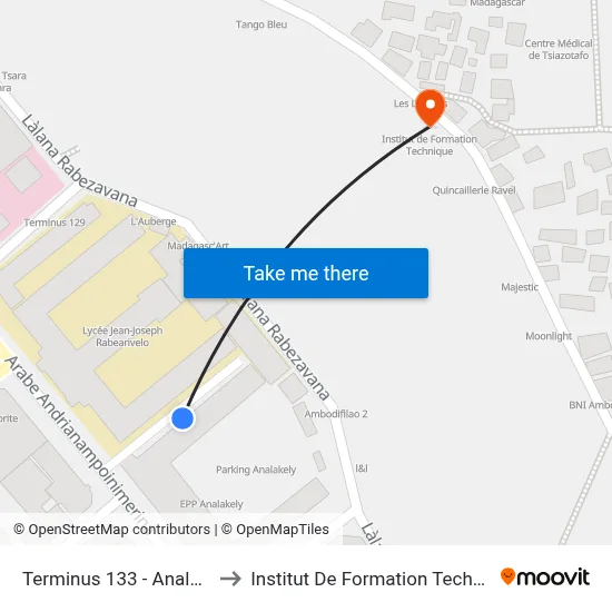Terminus 133 - Analakely to Institut De Formation Technique map