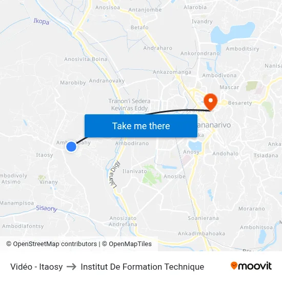 Vidéo - Itaosy to Institut De Formation Technique map