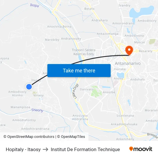 Hopitaly - Itaosy to Institut De Formation Technique map