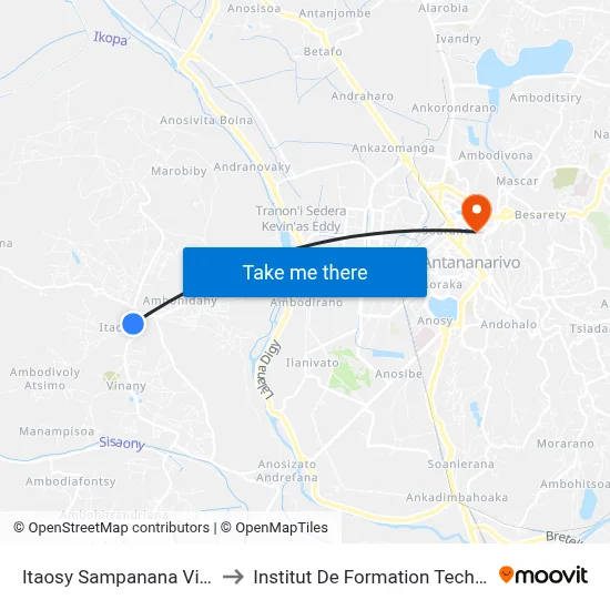 Itaosy Sampanana Vinany to Institut De Formation Technique map