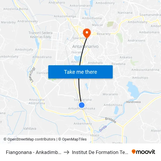 Fiangonana - Ankadimbahoaka to Institut De Formation Technique map