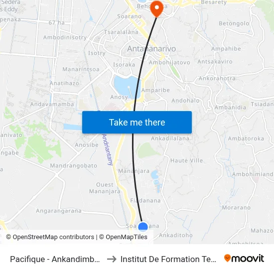 Pacifique - Ankandimbahoaka to Institut De Formation Technique map