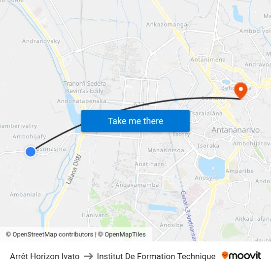 Arrêt Horizon Ivato to Institut De Formation Technique map