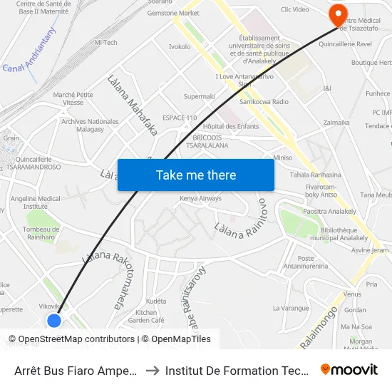 Arrêt Bus Fiaro Ampefiloha to Institut De Formation Technique map