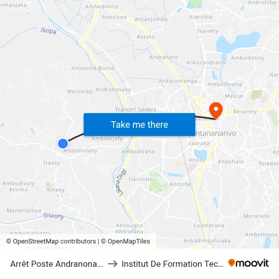 Arrêt Poste Andranonahoatra to Institut De Formation Technique map