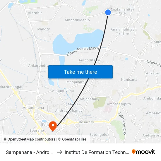 Sampanana - Androhibe to Institut De Formation Technique map