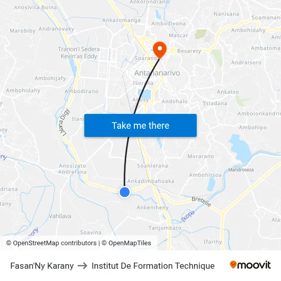 Fasan'Ny Karany to Institut De Formation Technique map