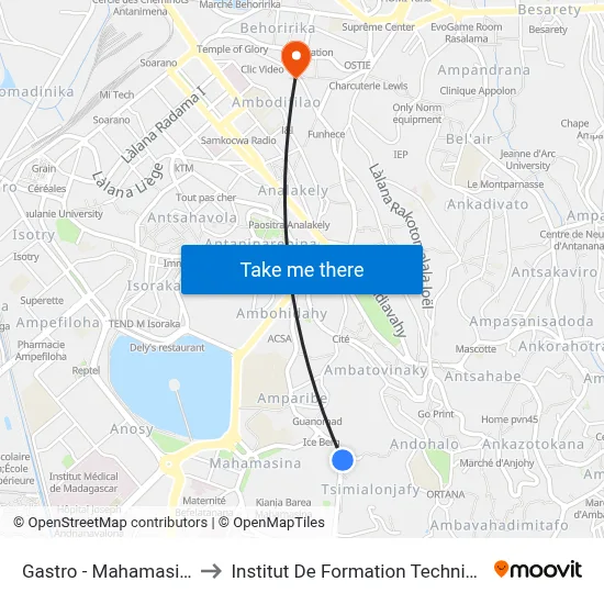 Gastro - Mahamasina to Institut De Formation Technique map