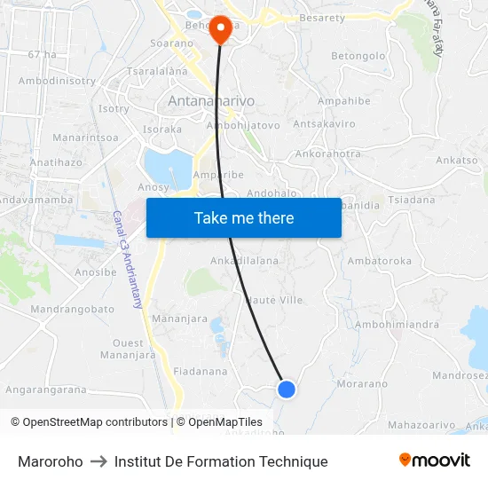 Maroroho to Institut De Formation Technique map