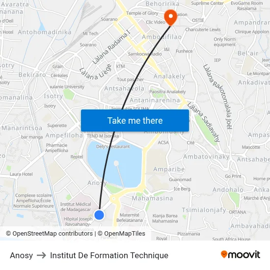 Anosy to Institut De Formation Technique map