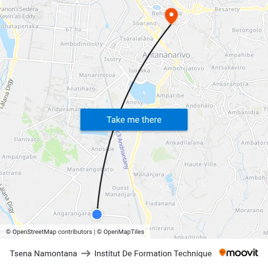 Tsena Namontana to Institut De Formation Technique map