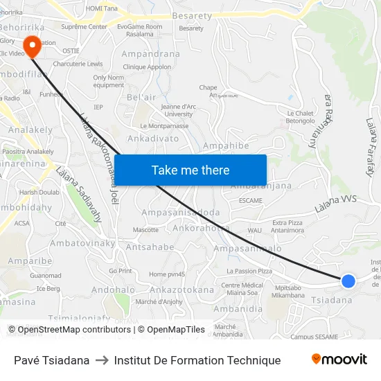 Pavé Tsiadana to Institut De Formation Technique map