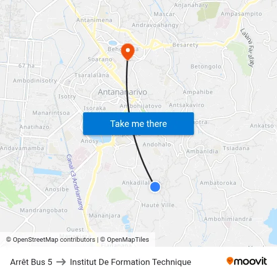 Arrêt Bus 5 to Institut De Formation Technique map