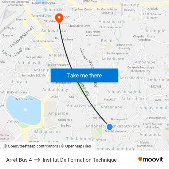 Arrêt Bus 4 to Institut De Formation Technique map
