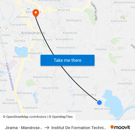 Jirama - Mandroseza to Institut De Formation Technique map
