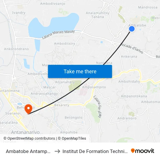 Ambatobe Antampony to Institut De Formation Technique map