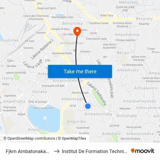 Fjkm Ambatonakanga to Institut De Formation Technique map
