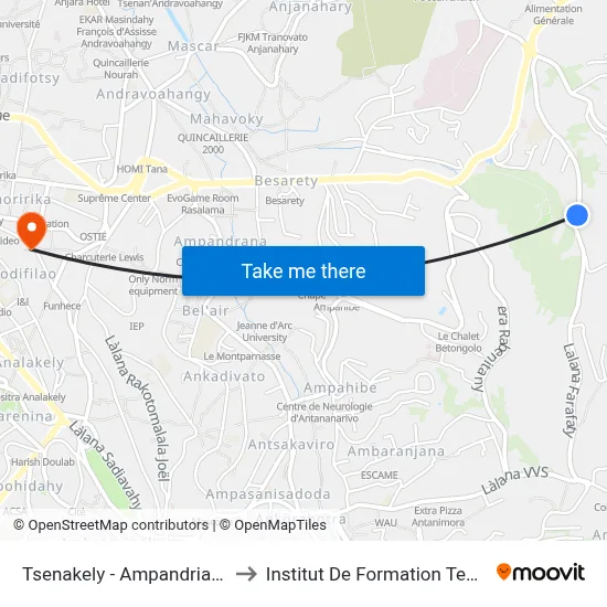 Tsenakely - Ampandrianomby to Institut De Formation Technique map