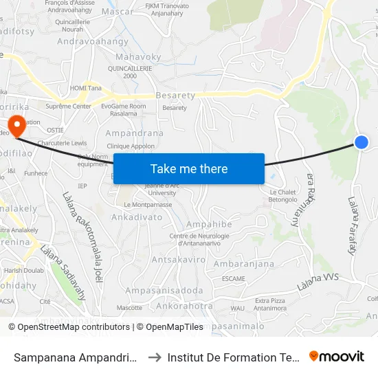 Sampanana Ampandrianomby to Institut De Formation Technique map