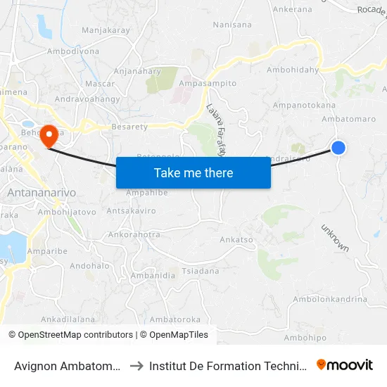 Avignon Ambatomaro to Institut De Formation Technique map