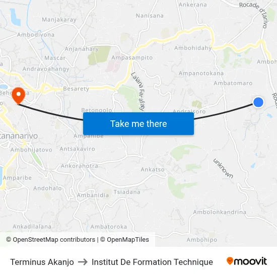 Terminus Akanjo to Institut De Formation Technique map